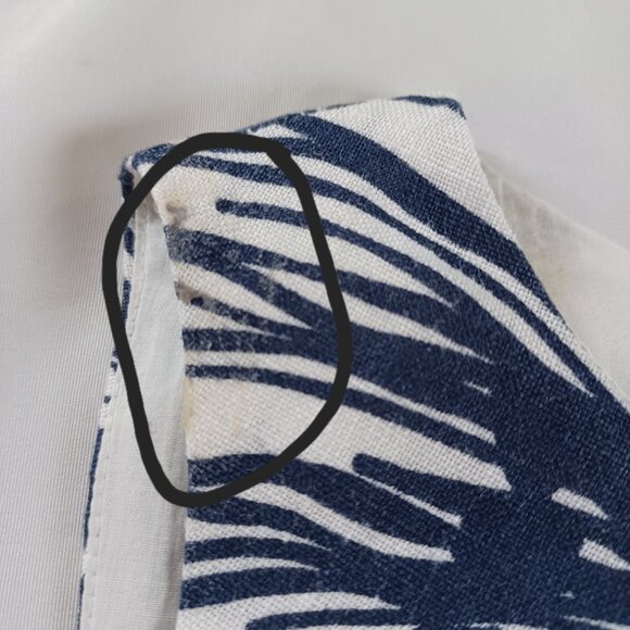 Per Una Floral Linen Dress Pure Linen Blue White Sleeveless Tropical Size 10 - Picture 7 of 14